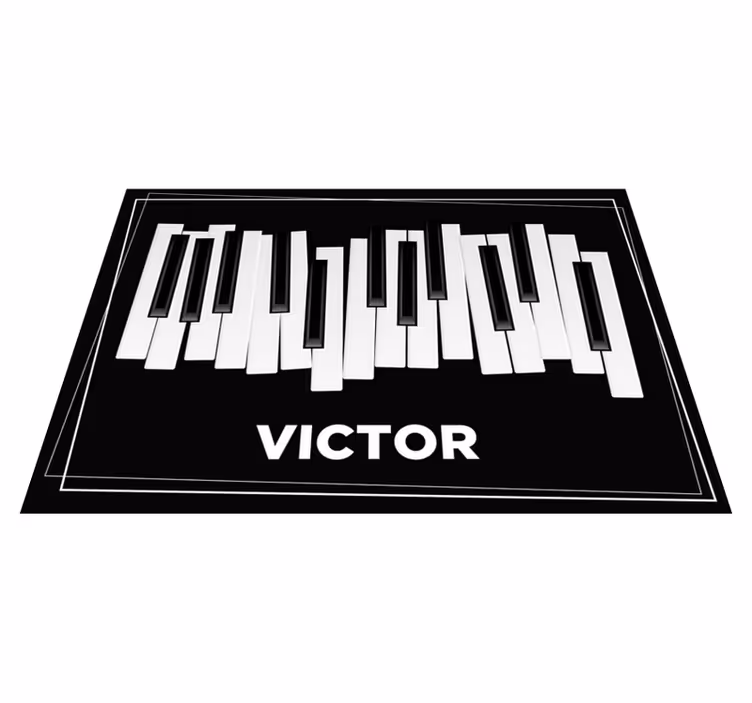 Alfombra vinílica personalizable Piano de fondo musical con nombr - TenVinilo