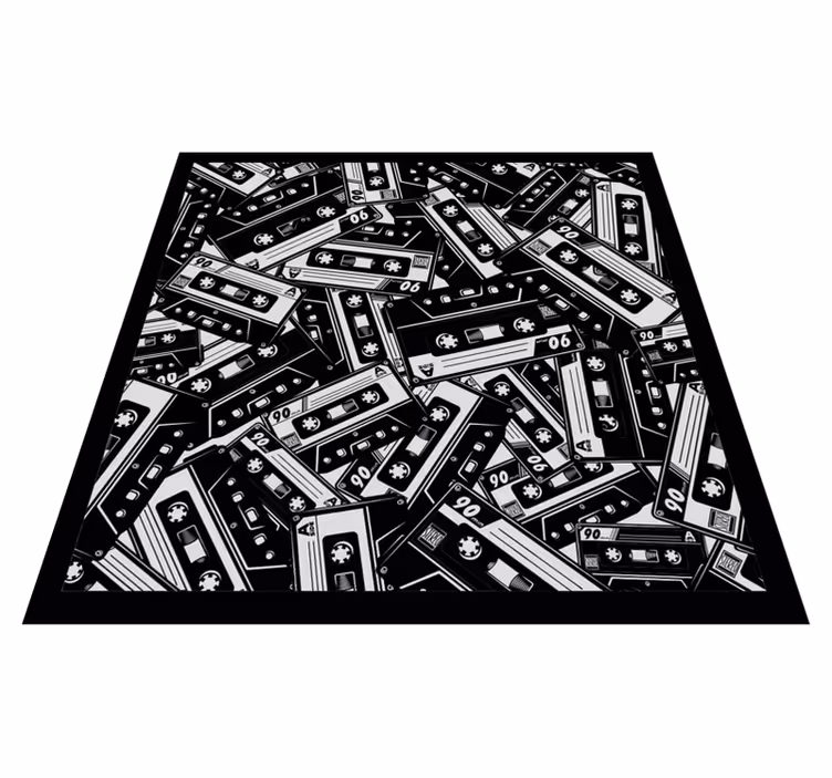 Alfombra vinílica juvenil motivo de cinta de casete - TenVinilo
