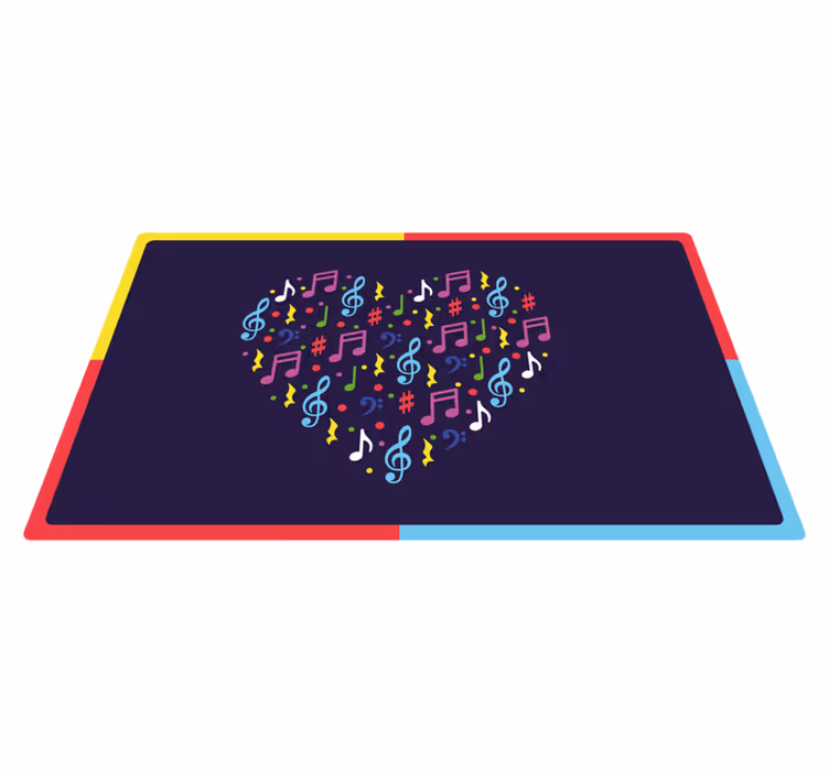 Alfombra vinilo rectangular Corazón de fondo coloridas notas musi - TenVinilo