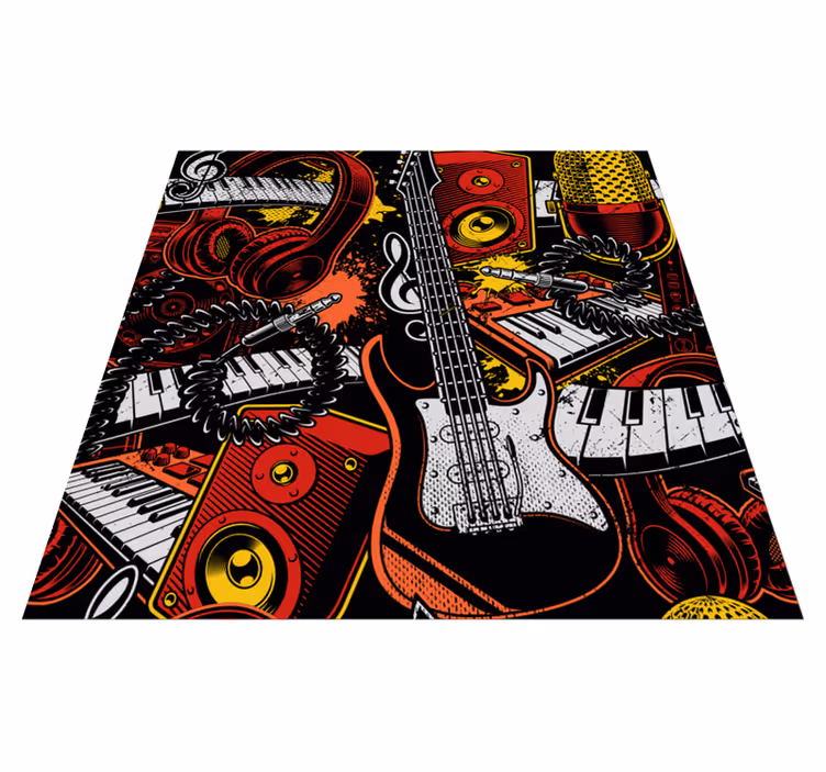 Alfombra vinílica evento elementos musicales - TenVinilo