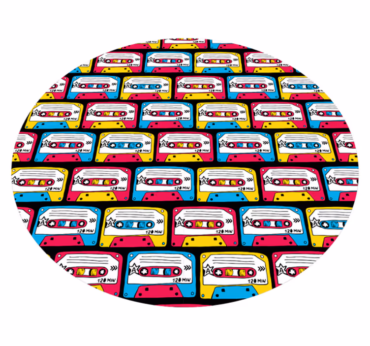 Alfombra vinílica vintage cintas de casete alegres - TenVinilo