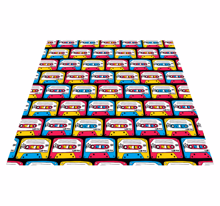 Alfombra vinílica textura cintas de audio retro - TenVinilo