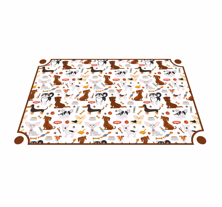 Alfombra vinílica de animales lindos compañeros caninos - TenVinilo