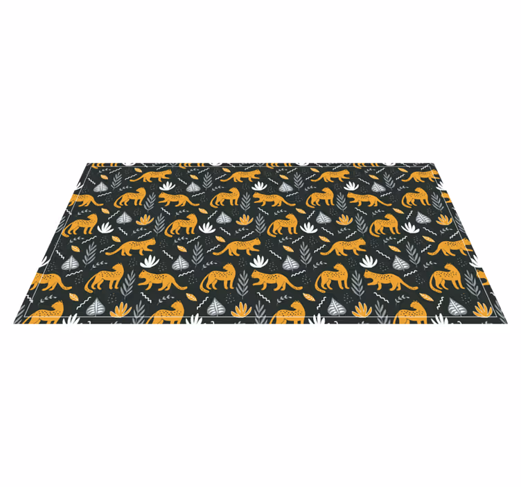 Alfombra vinílica de animales hojas con patrón de leopardo - TenVinilo