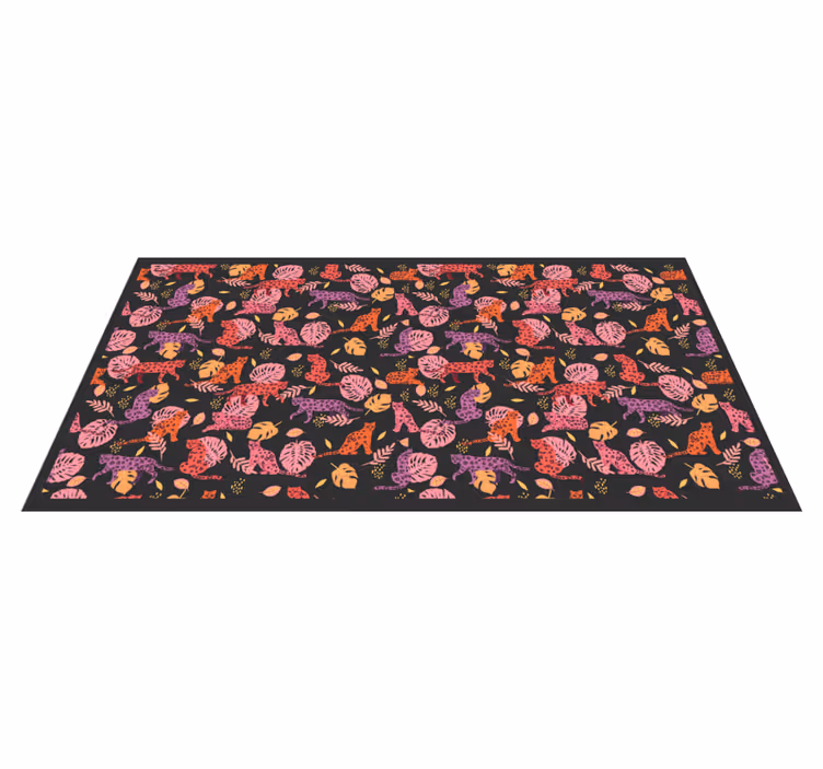 Alfombra vinílica de animales gatos de la jungla coloridos - TenVinilo