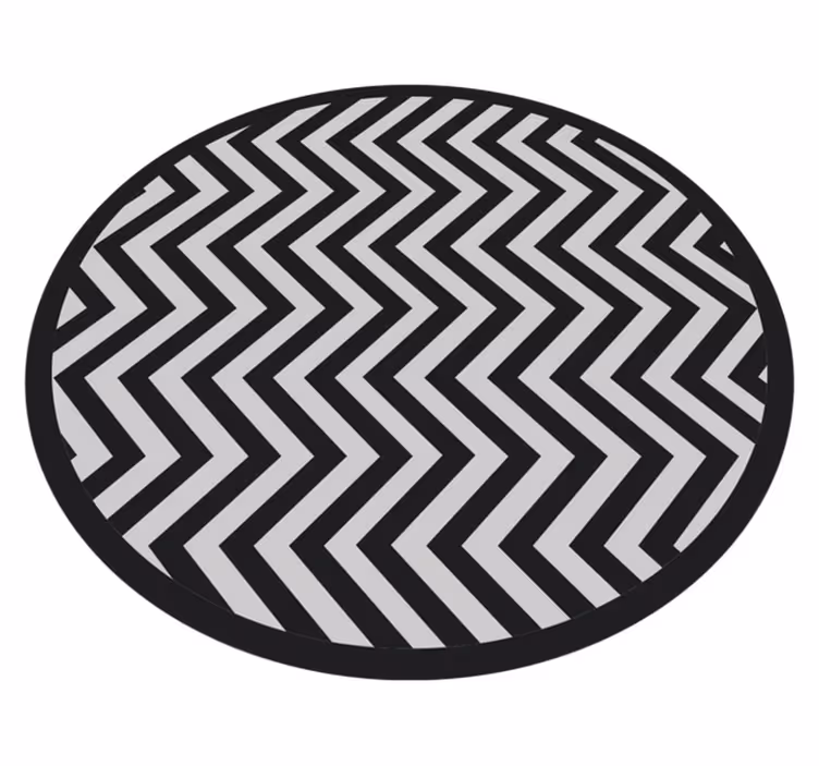 Alfombra vinilo redonda Patrón de zig zag gris y negro - TenVinilo