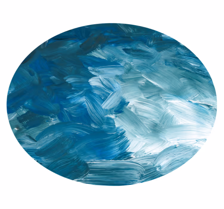 Alfombra vinílica imitación pinceladas de pintura azul - TenVinilo
