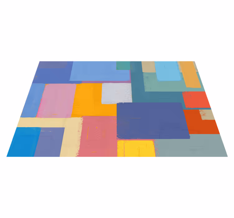 Alfombra vinílica geométrica arreglo de bloques vibrantes - TenVinilo