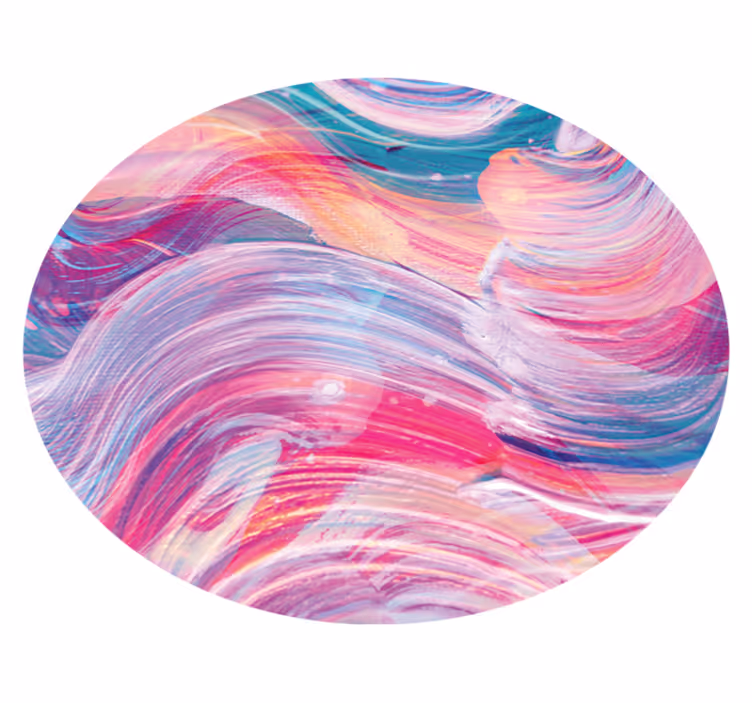 Alfombra vinilo redonda Trazos de pintura al óleo de colores - TenVinilo