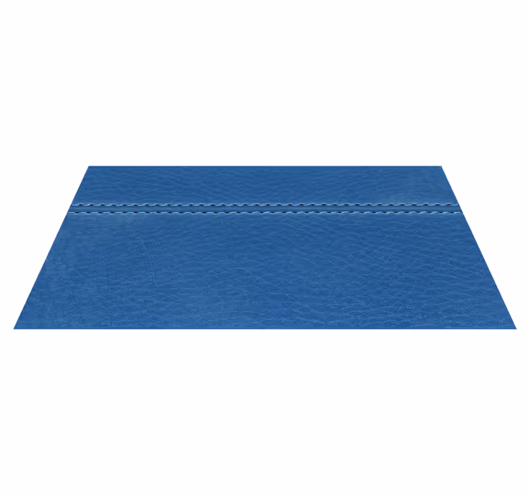 Alfombra vinílica imitación con costura azul de cuero - TenVinilo