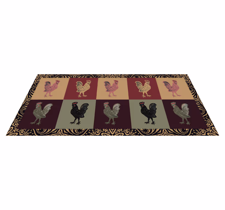 Alfombra vinílica de animales patrón de pollo colorido - TenVinilo