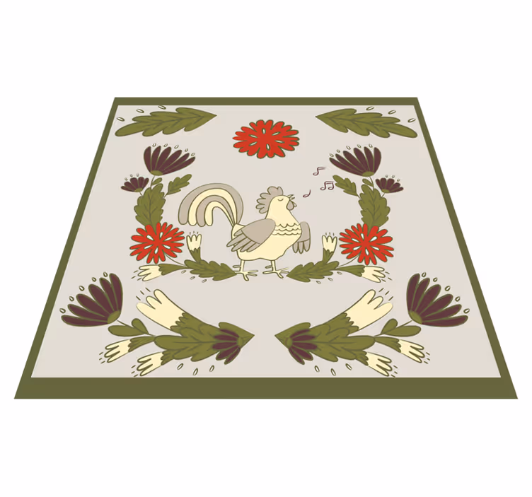 Alfombra vinílica de animales gallo folclórico - TenVinilo