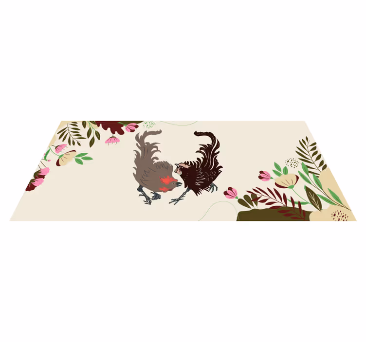 Alfombra vinílica de animales escena floral de palomas - TenVinilo