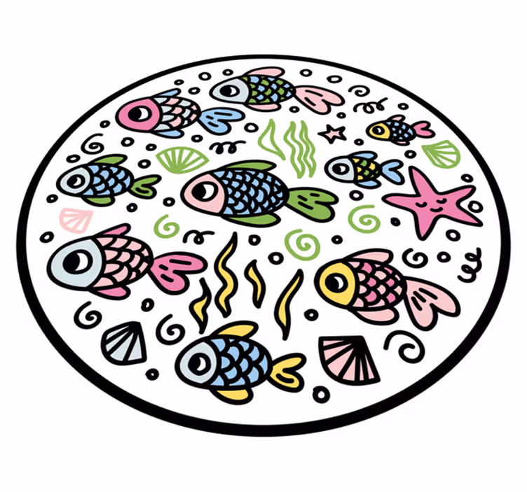 Alfombra vinílica de animales patrones de peces de colores - TenVinilo