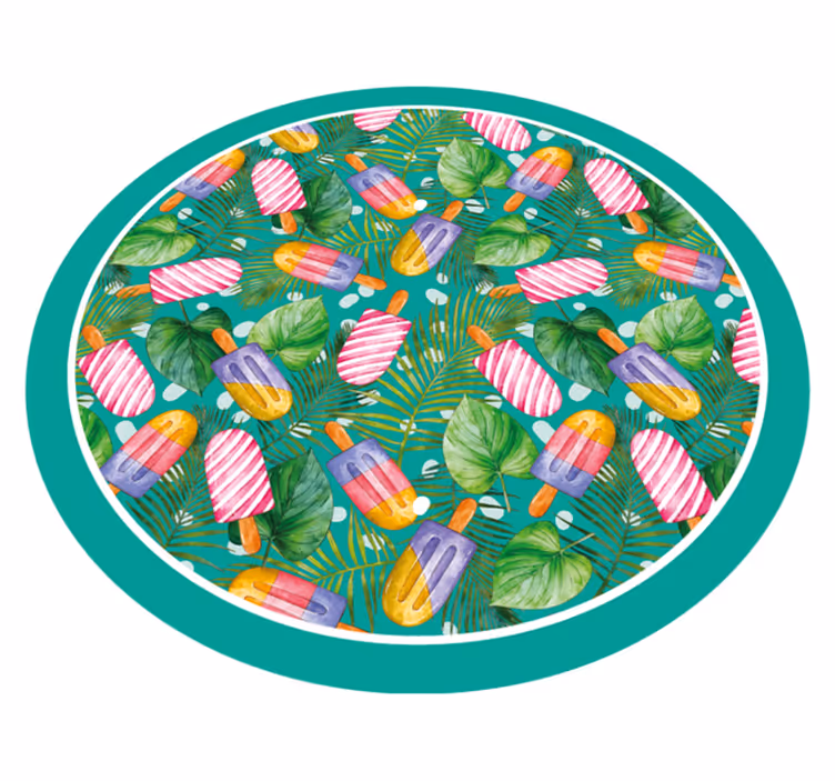 Alfombras vinílicas modernas Helado de colores y hojas - TenVinilo