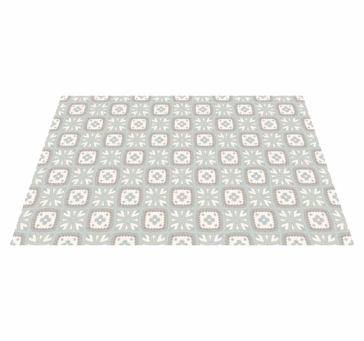 Alfombra vinílica hidráulica Clásico blanco y azul claro - TenVinilo
