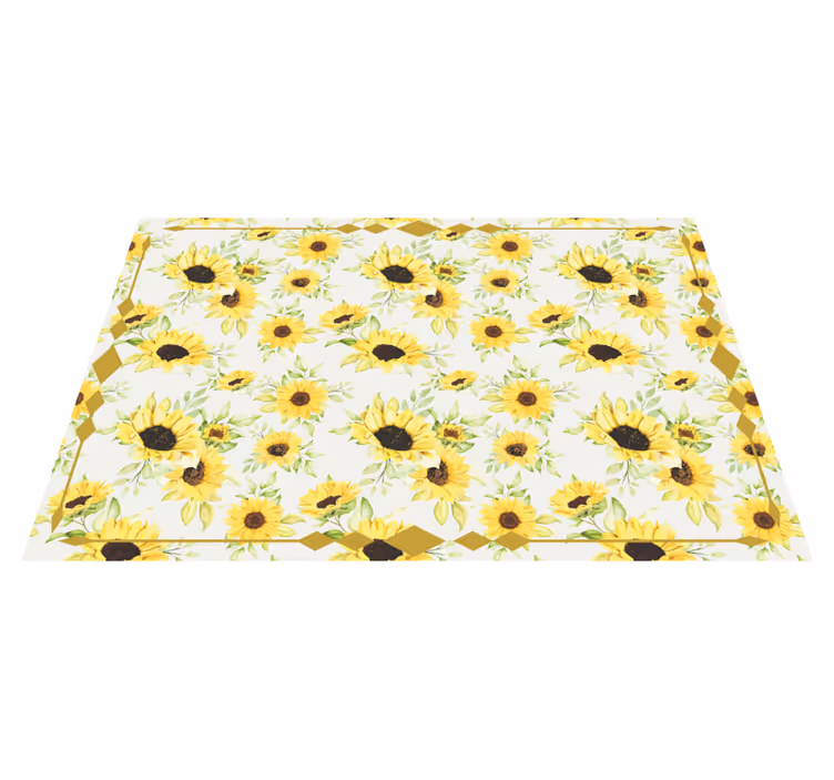 Alfombra vinílica flores patrón floral soleado - TenVinilo