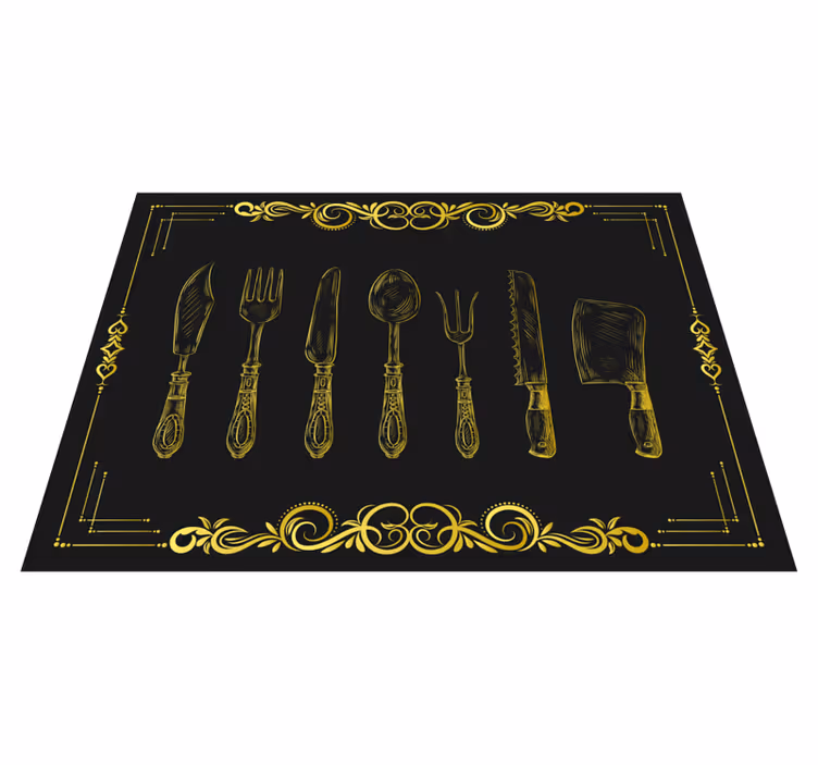 Alfombra vinílica cocina contornos de utensilios - TenVinilo