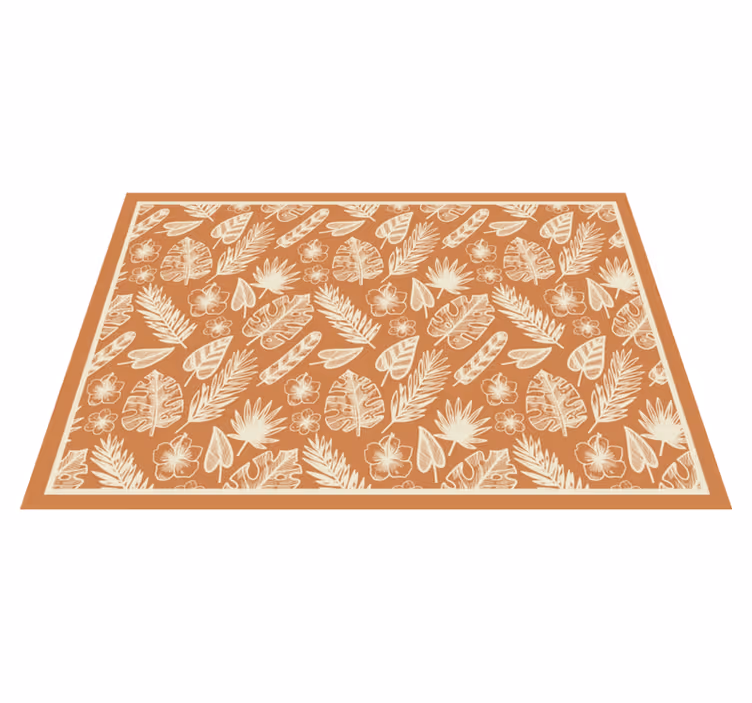 Alfombra vinílica flores inspiración de hojas tropicales - TenVinilo