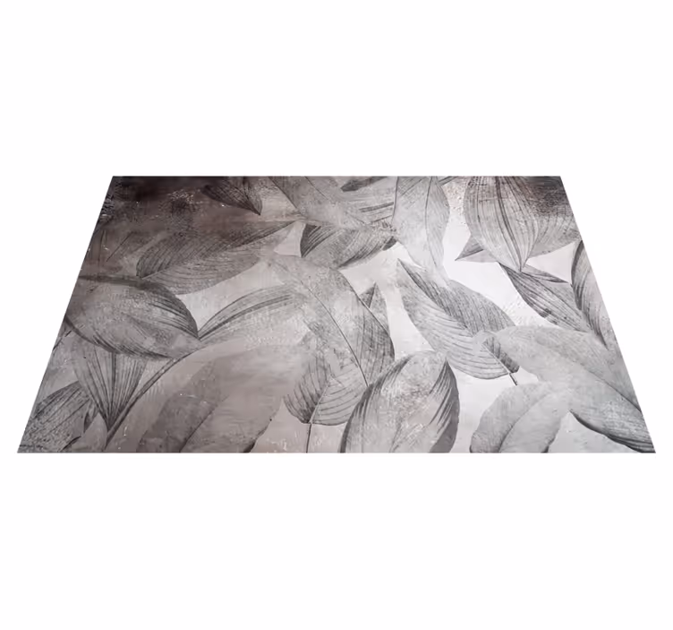 Alfombra vinilo exterior patrón hojas grises - TenVinilo
