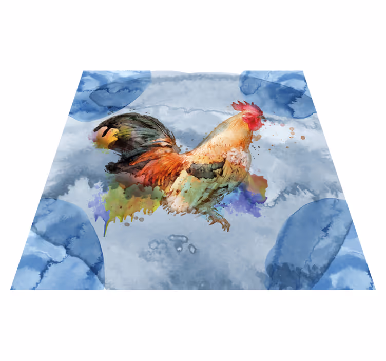 Alfombra vinílica de animales gallo de acuarela - TenVinilo