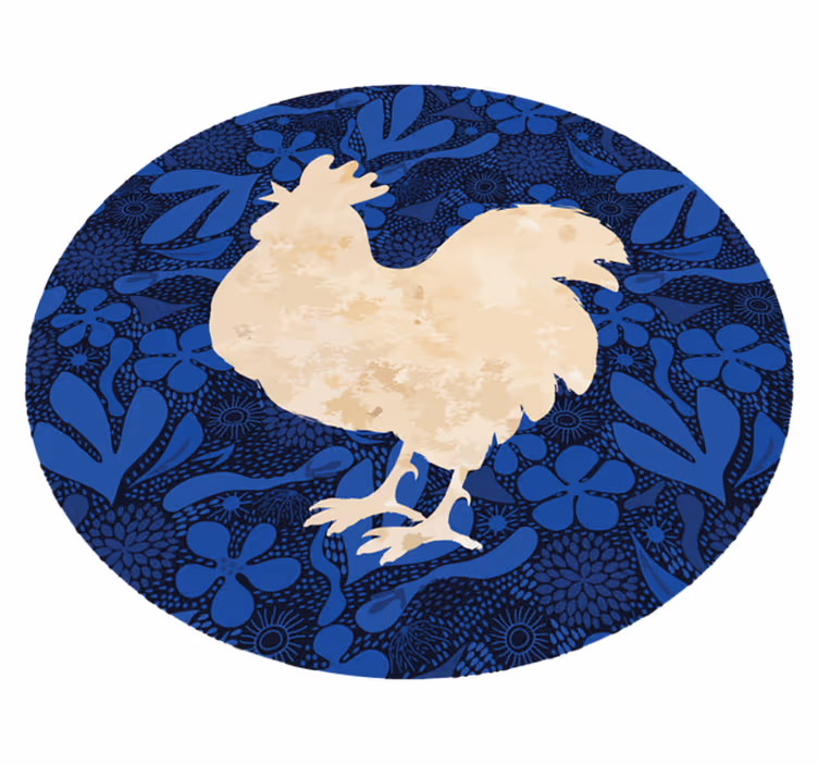 Alfombra vinílica de animales silueta de gallo - TenVinilo