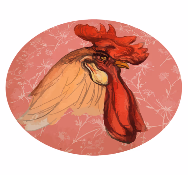 Alfombra vinílica de animales ilustraciones de gallos - TenVinilo