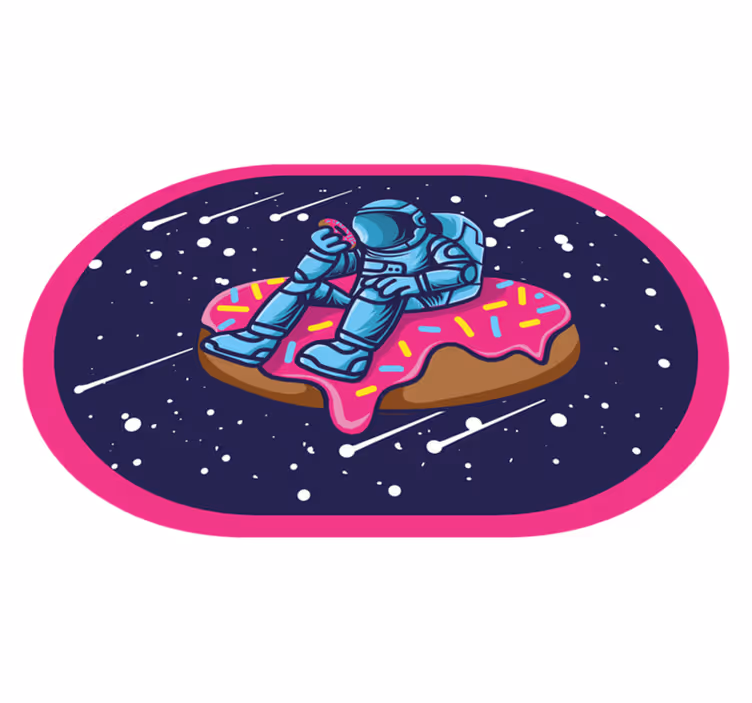 Alfombra vinílica juvenil astronauta en donut - TenVinilo