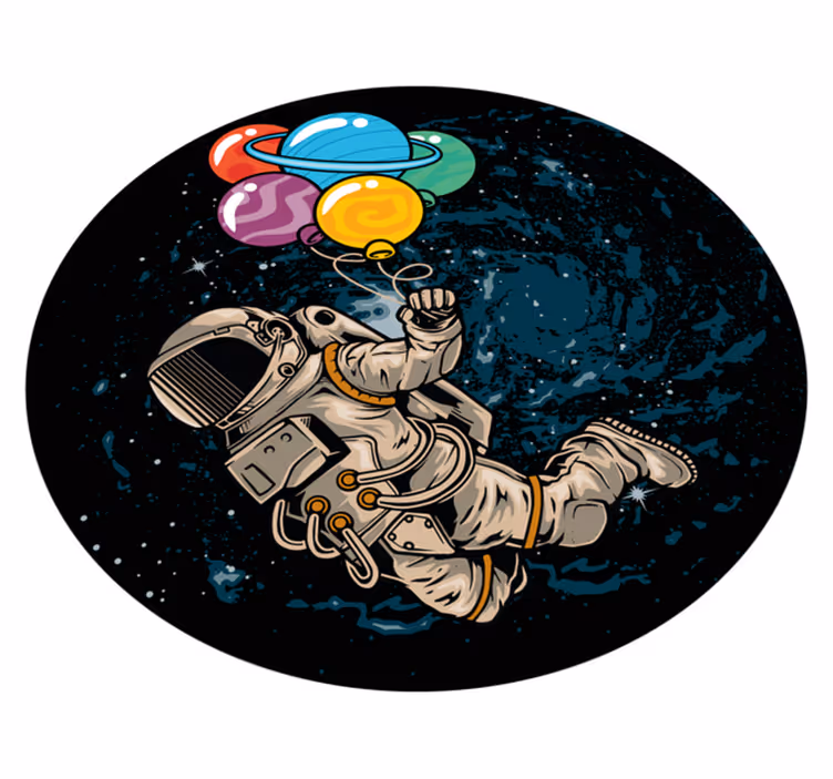 Alfombra vinílica infantil astronauta con globos - TenVinilo