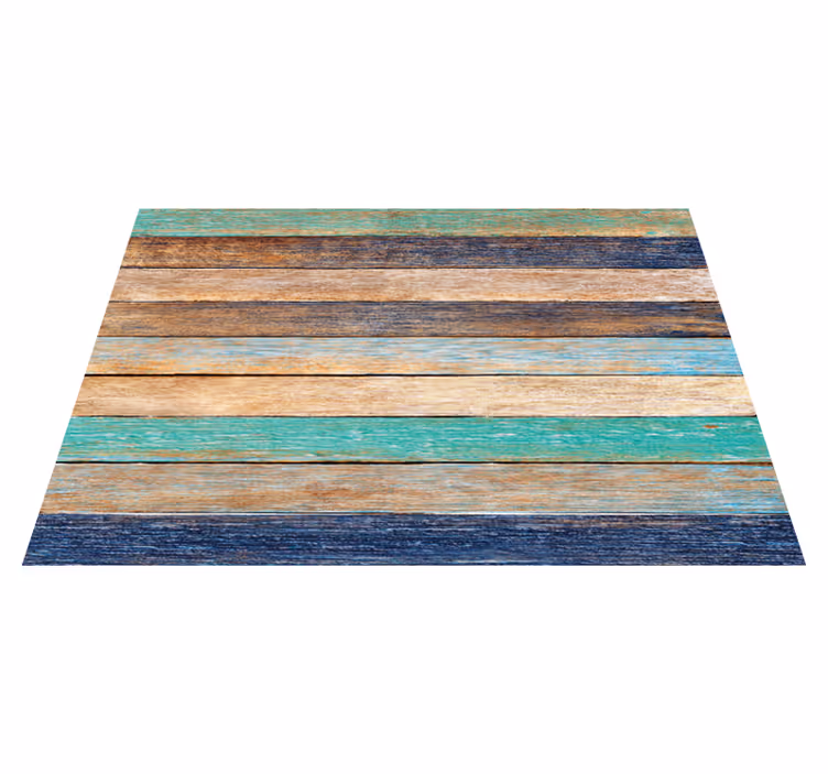 Alfombra vinílica imitación madera tablones multicolor - TenVinilo