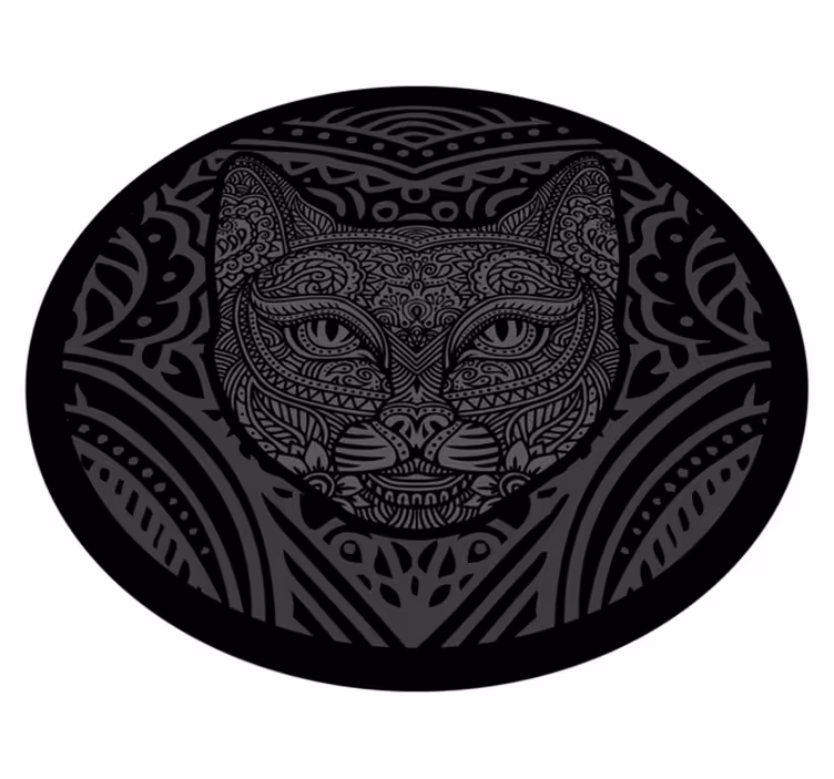 Alfombra vinílica de animales cara de gato negro - TenVinilo