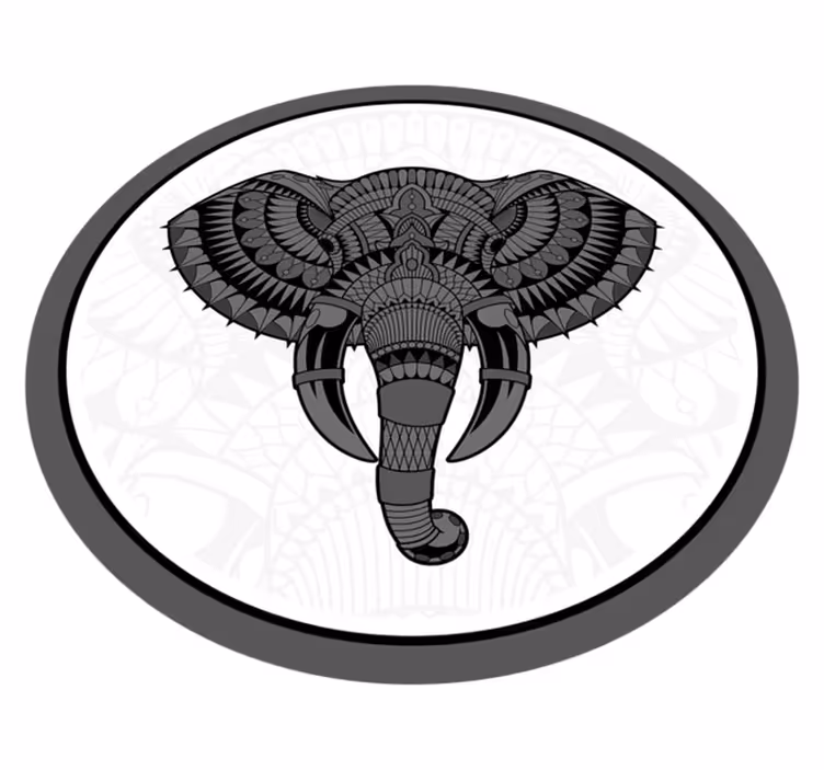 Alfombra vinílica de animales elefante gris mandala - TenVinilo