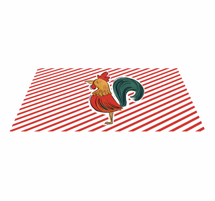 Alfombra vinílica de animales arte del gallo colorido - TenVinilo