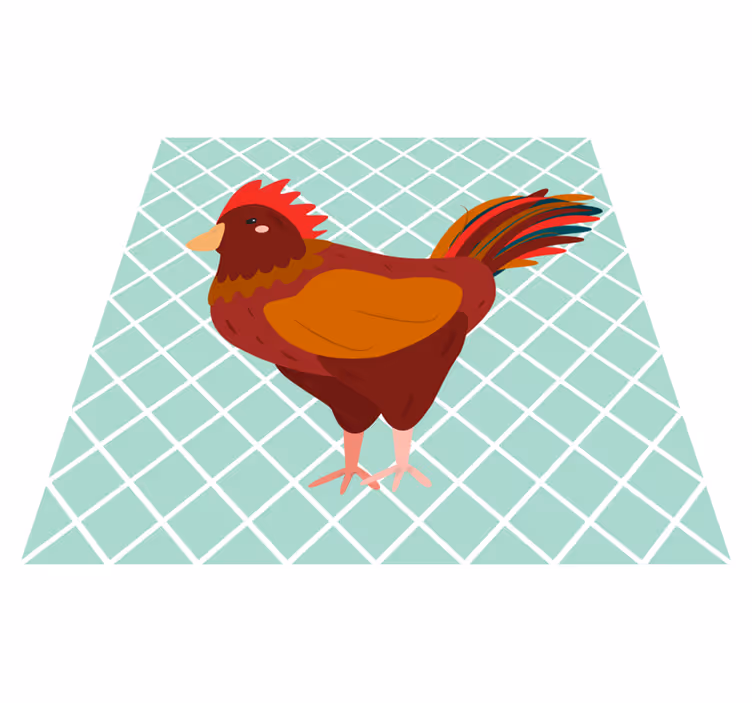 Alfombra vinílica cocina ilustración colorida de un gallo - TenVinilo