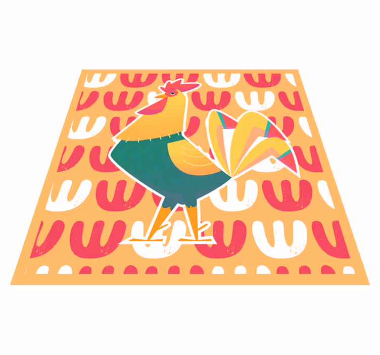 Alfombra vinílica de animales arte colorido de gallo - TenVinilo