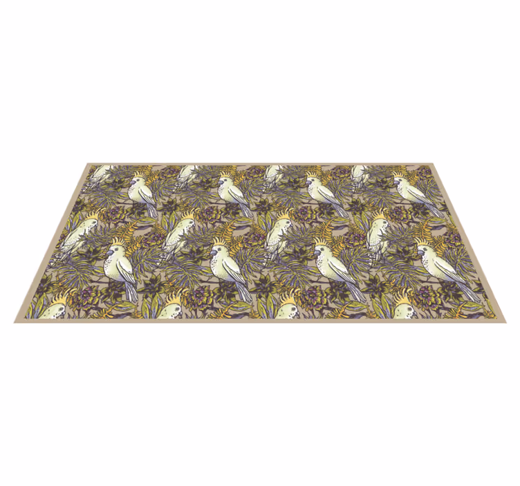 Alfombra vinílica flores patrón de loros coloridos - TenVinilo