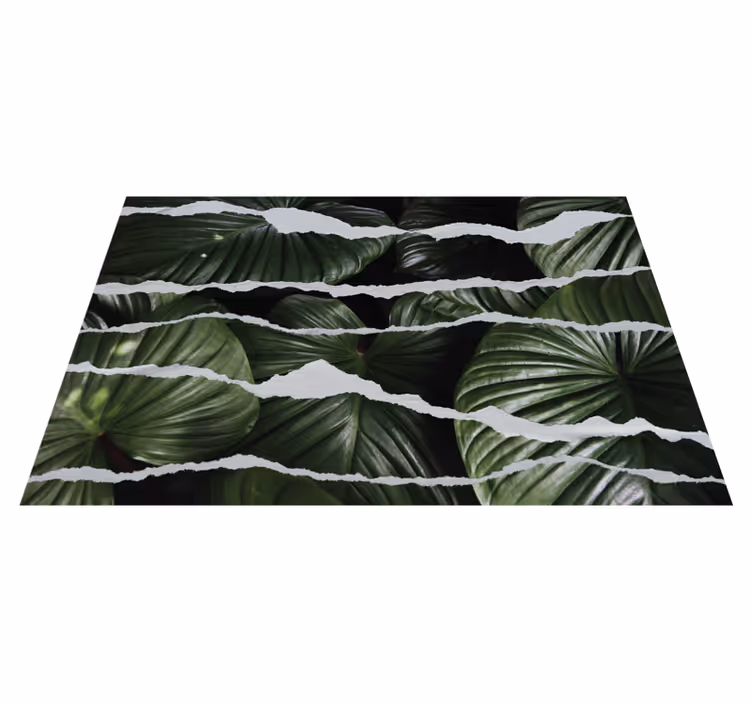 Alfombra vinílica naturaleza patrón de hoja rasgada - TenVinilo