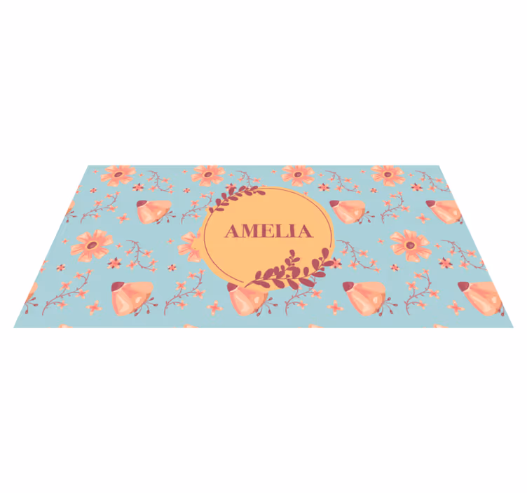 Alfombra vinílica personalizable arreglo floral - TenVinilo