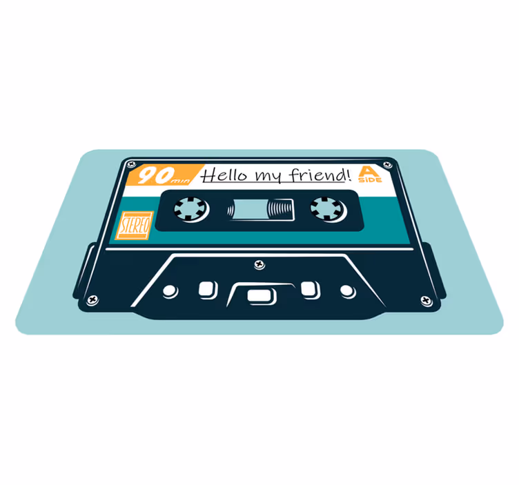 Alfombra vinílica vintage Cinta de cassette de los 80 con tu text - TenVinilo