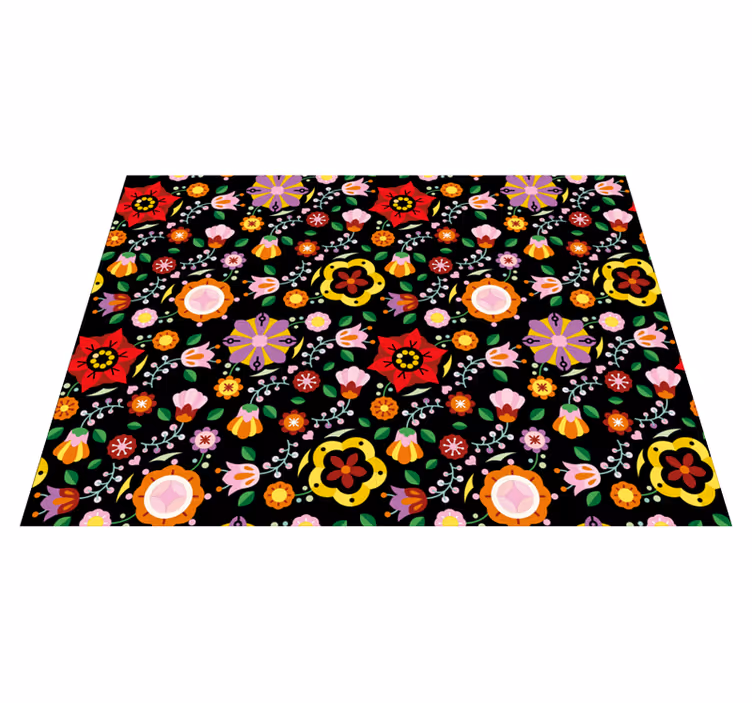 Alfombra vinílica flores ilustración botánica brillante - TenVinilo