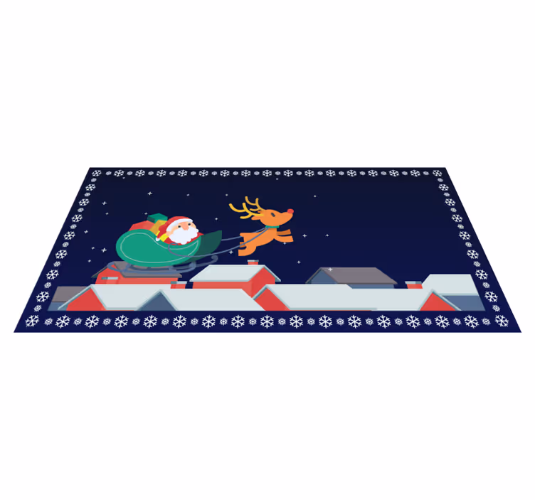 Alfombra vinílica navidad Santa en su trineo con renos - TenVinilo