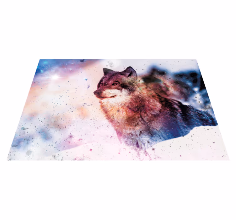 Alfombra vinílica de animales imagen del lobo cósmico - TenVinilo