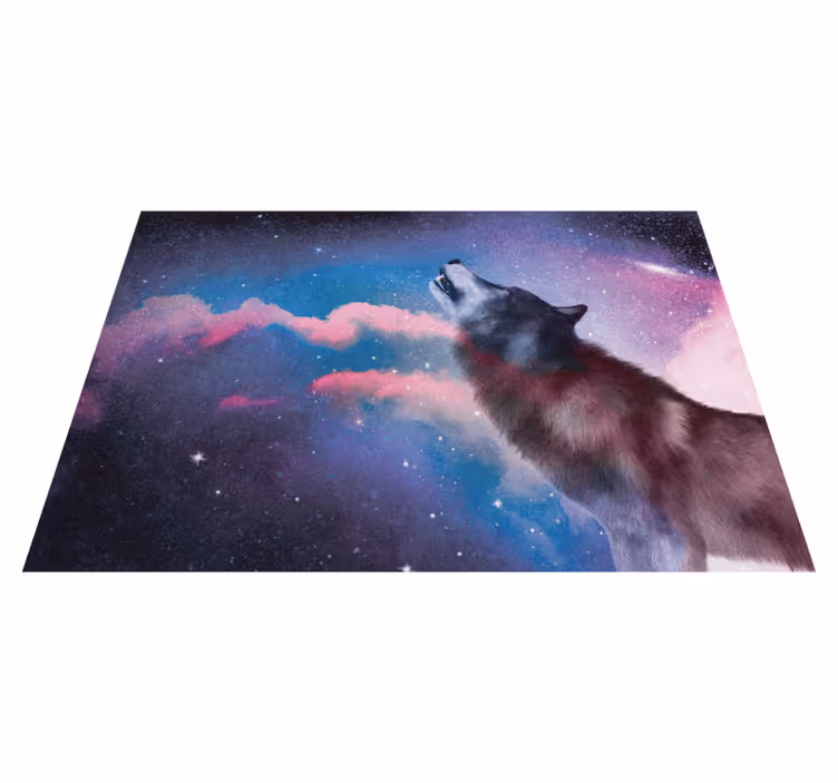 Alfombra vinílica de animales aullido de lobo cósmico - TenVinilo