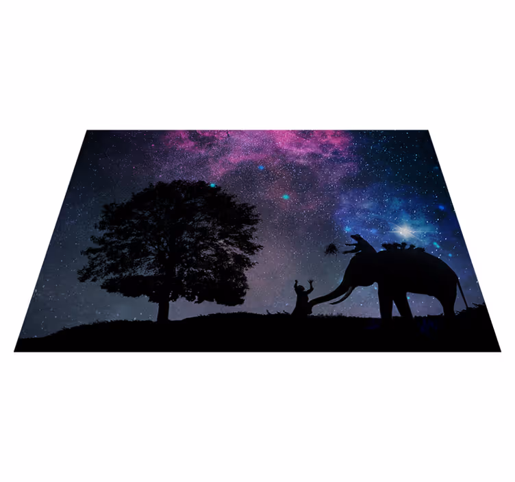 Alfombra vinílica de animales aventura cósmica del elefante - TenVinilo