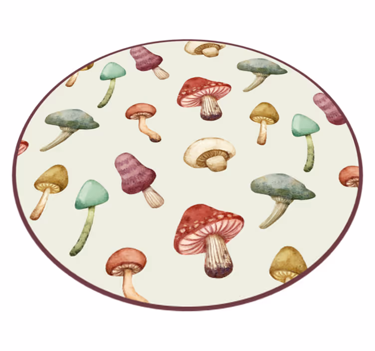 Alfombra vinílica naturaleza ilustraciones de hongos - TenVinilo
