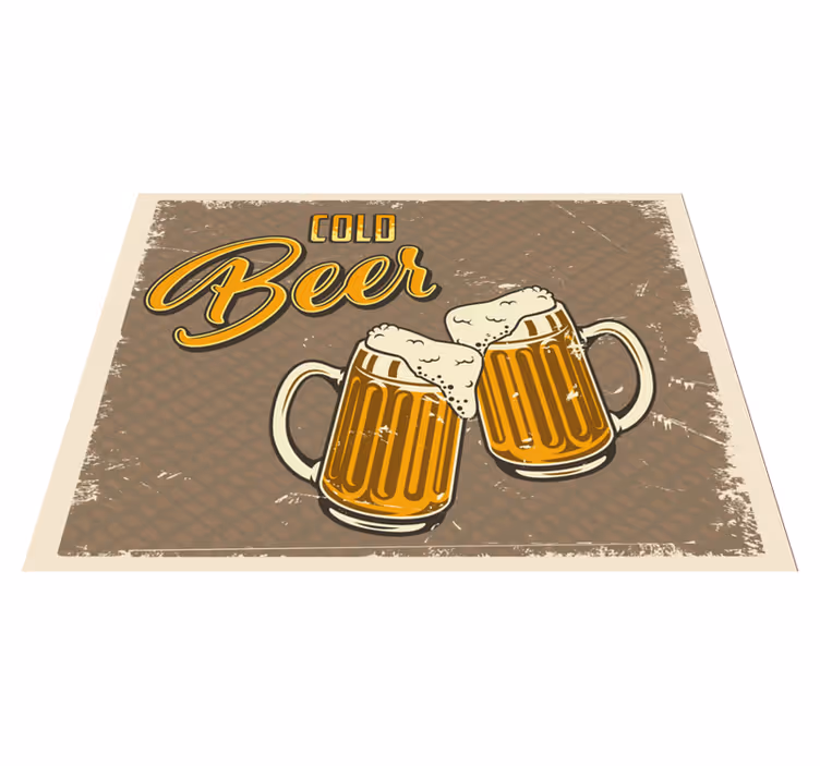 Alfombra vinilo cocina Cerveza fría efecto retro sucio - TenVinilo