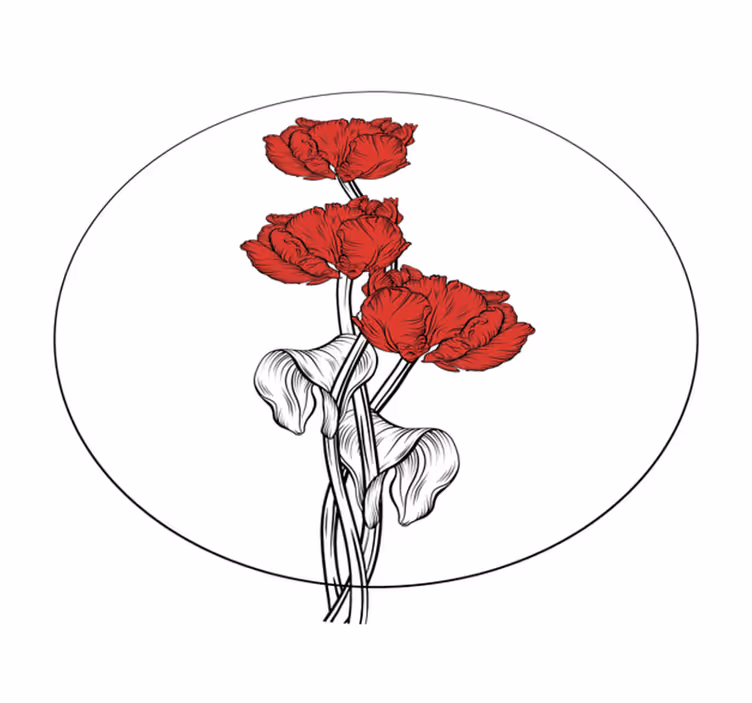 Alfombra vinílica baño arreglo floral rojo - TenVinilo