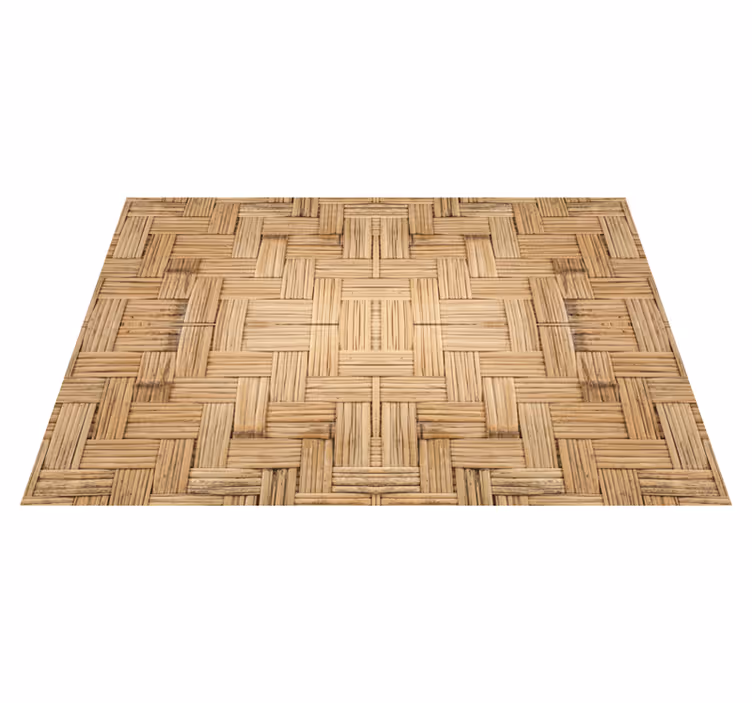 Alfombra vinílica salón estilo de tejido de bambú - TenVinilo