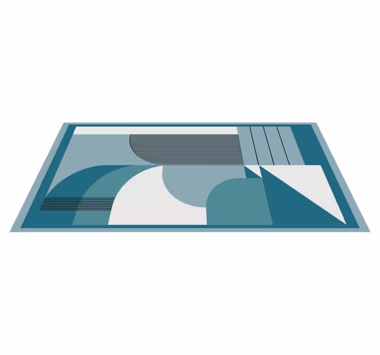 Alfombra vinílica moderna formas geométricas azules - TenVinilo
