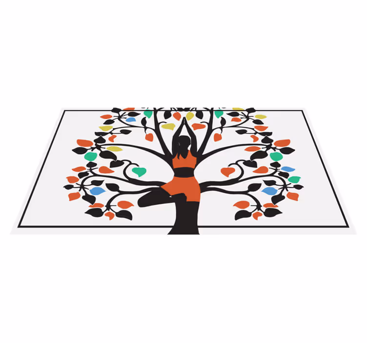 Alfombra vinílica naturaleza mujer árbol - TenVinilo